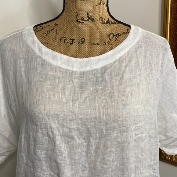 New Cloth & Stone Linen Top White Size Small Short Sleeve Relaxed Fit Women - Picture 4 of 10